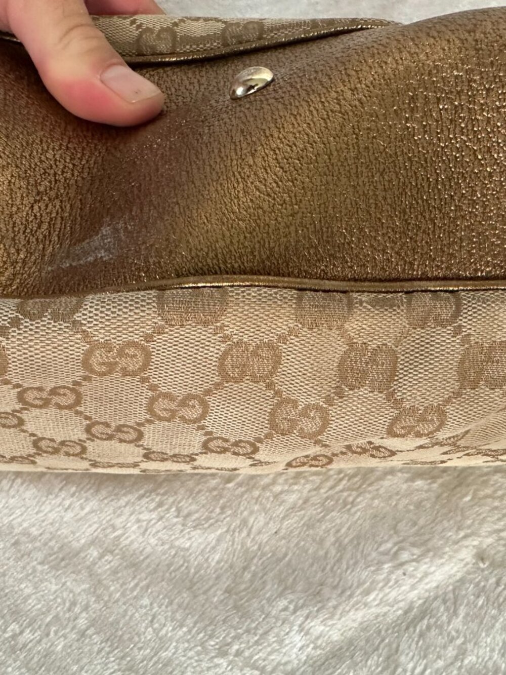 Gucci Gold GG Canvas Bag Bundle — Tote + Hobo, 2 Bags, As-Is - Picture 7 of 16